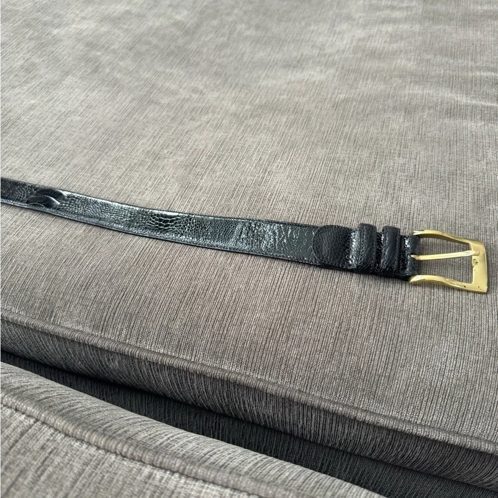 🔥 Mezlan Mens Genuine Ostrich Black Dress Belt A07257. Size 40